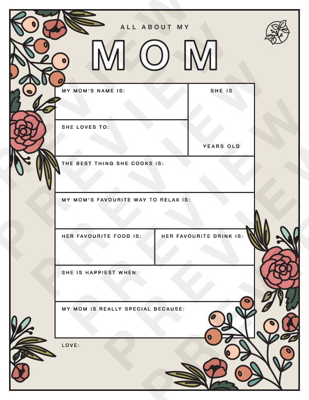Free Mother s Day Worksheet For Kids Canadian Fertility Consultants