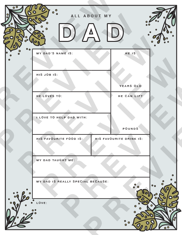 Preview of Father's Day Worksheet